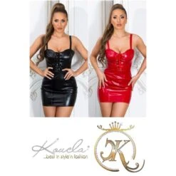 Sexy Damen Kunstleder Bodycon Trägerkleid Mit Schnürung Schwarz -Noirmade Geschaft sexy damen kunstleder bodycon traegerkleid mit schnuerung schwarz7