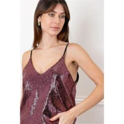 Sexy Damen Party Pailletten-Trägertop Pink -Noirmade Geschaft sexy damen party pailletten traegertop pink3