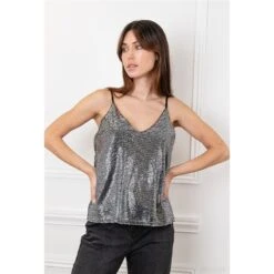 Sexy Damen Party Pailletten-Trägertop Silber -Noirmade Geschaft sexy damen party pailletten traegertop silber4