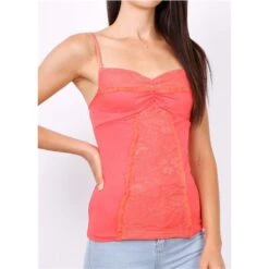 Sexy Damen Spaghettiträger-Top Mit Spitze Coral