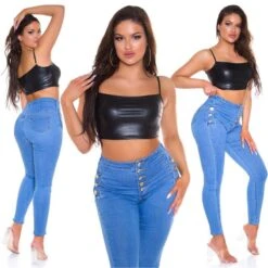 Sexy Damen Träger Crop Top In Leder-Look Clubwear Schwarz -Noirmade Geschaft sexy damen traeger crop top in leder look clubwear schwarz6