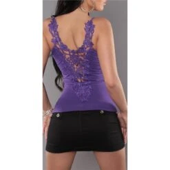 Sexy Damen Träger-Top Mit Häkelspitze Am Rücken Lila