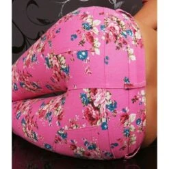Sexy Redial Röhrenhose Stoffhose Mit Blumenmuster Pink