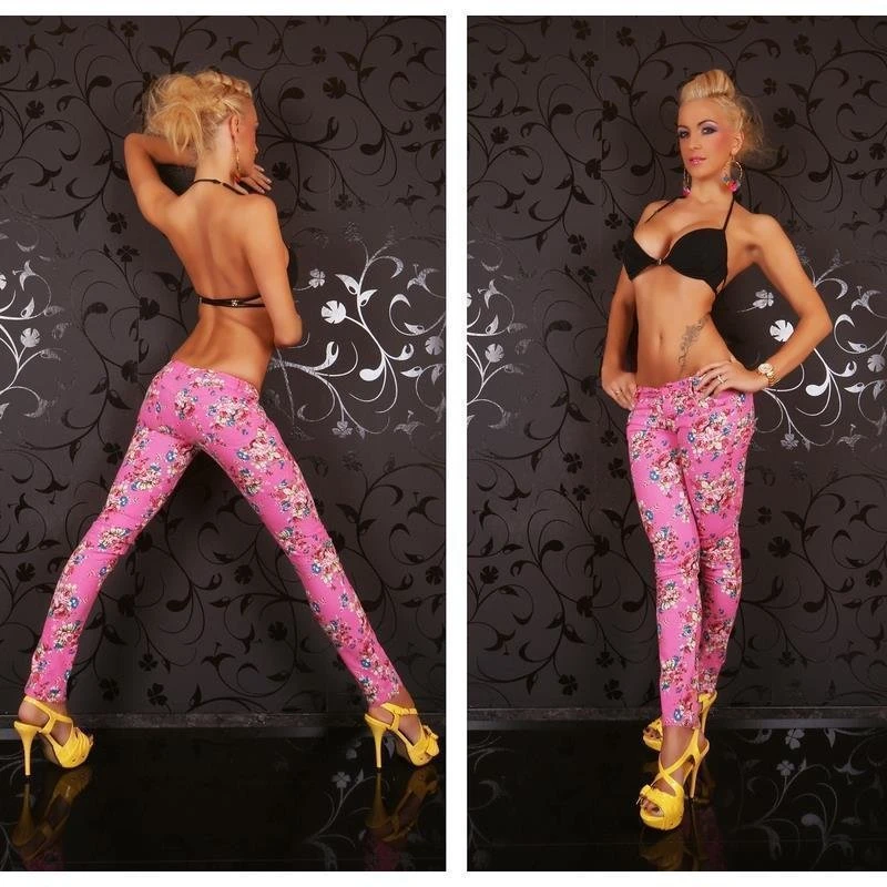 Sexy Redial Röhrenhose Stoffhose Mit Blumenmuster Pink 4 Sexy Redial Röhrenhose Stoffhose Mit Blumenmuster Pink – Bild 2