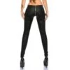 Sexy Skinny Treggings Hose In Leder-Look Mit Zipper Schwarz