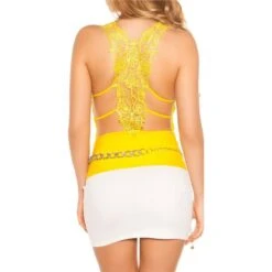 Sexy Träger-Top Mit Edler Stickerei Gelb