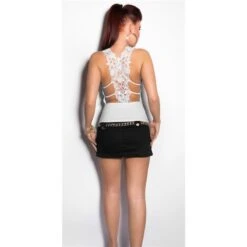 Sexy Träger-Top Mit Edler Stickerei Weiß -Noirmade Geschaft sexy traeger top mit edler stickerei weiss5