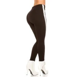 Trendige Damen Stretch Stoffhose Mit Streifen Schwarz/Weiß -Noirmade Geschaft trendige damen stretch stoffhose mit streifen schwarz weiss8